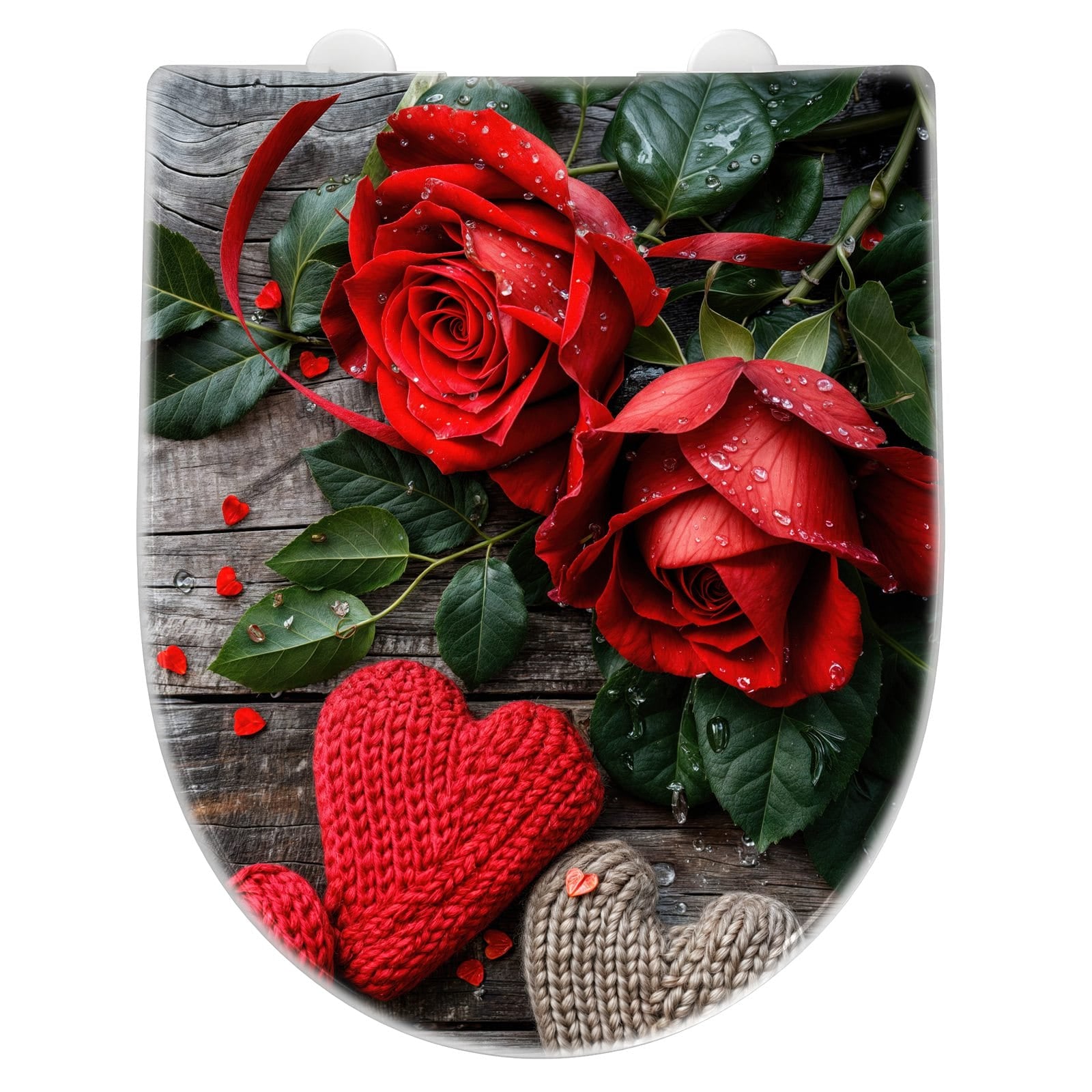 WC-Sitz mit Absenkautomatik Rote Rosen und Herzen