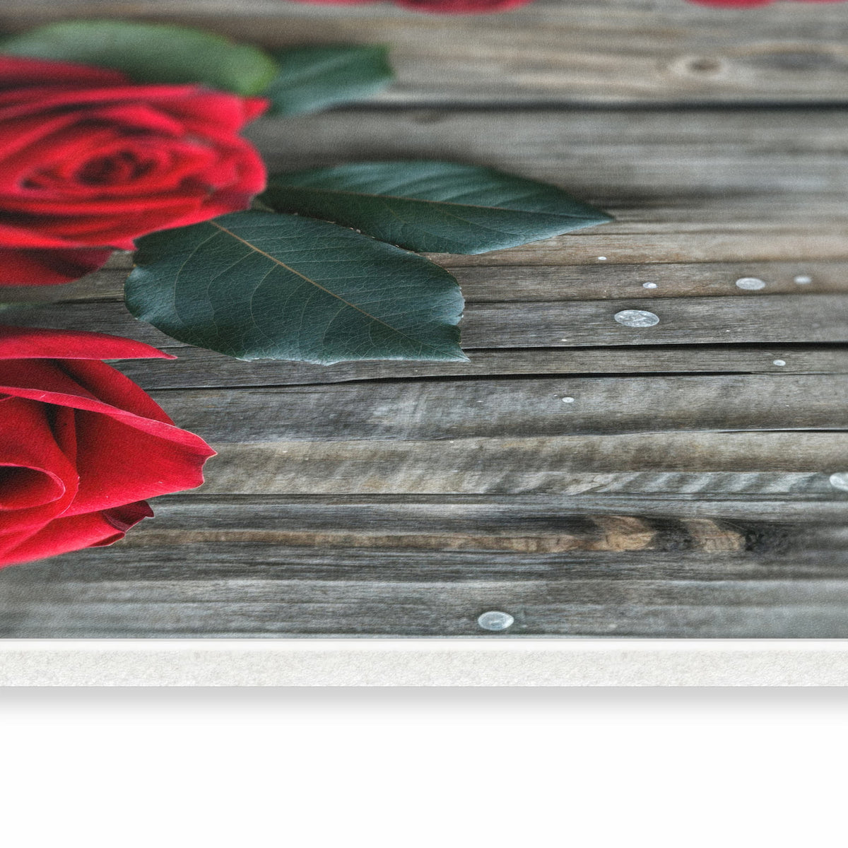Schmutzabweisender Küchenläufer mit Motiv Romantische Rosenherzen in seitlicher Ansicht