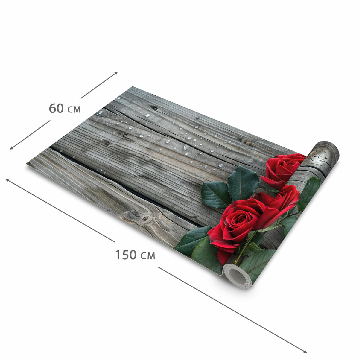 Bodenschonender Bodenläufer Teppich mit Motiv Romantische Rosenherzen in der Grösse 60x300 cm