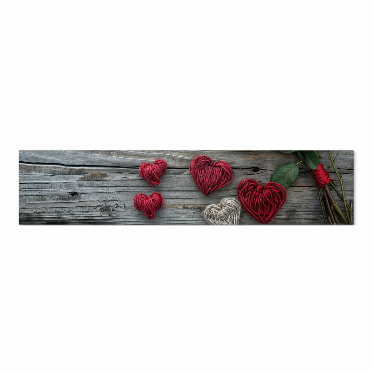 Küchenteppich mit Motiv Romantische Rosenherzen in Frontansicht für sicheres Aufbewahren
