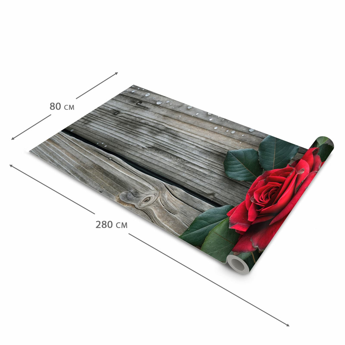 Großer Küchenteppich mit Motiv Romantische Rosenherzen in der Grösse 60x300 cm für Trittkomfort