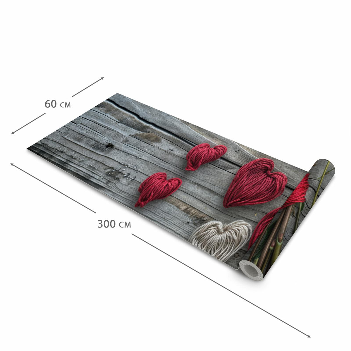 Rutschfester Küchenteppich mit Motiv Romantische Rosenherzen in der Grösse 60x300 cm spart Zeit