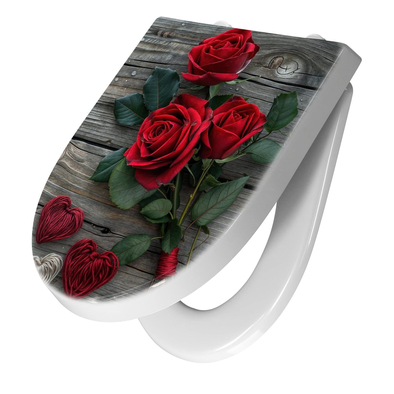 WC-Sitz mit Absenkautomatik Romantische Rosenherzen