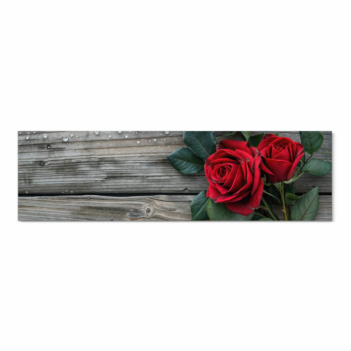 UV-beständiger Küchenteppich mit Motiv Romantische Rosenherzen in Frontansicht für die Küche