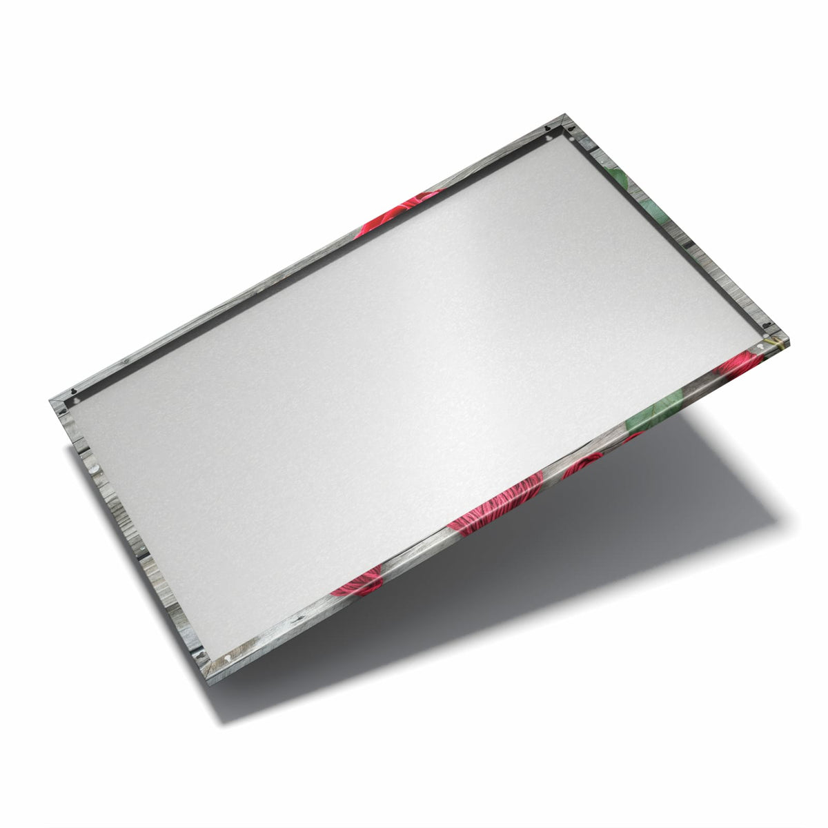 Nur 7 mm – liegt eng an der Wand – Metall Magnettafel - Drei Rosen mit Herzen