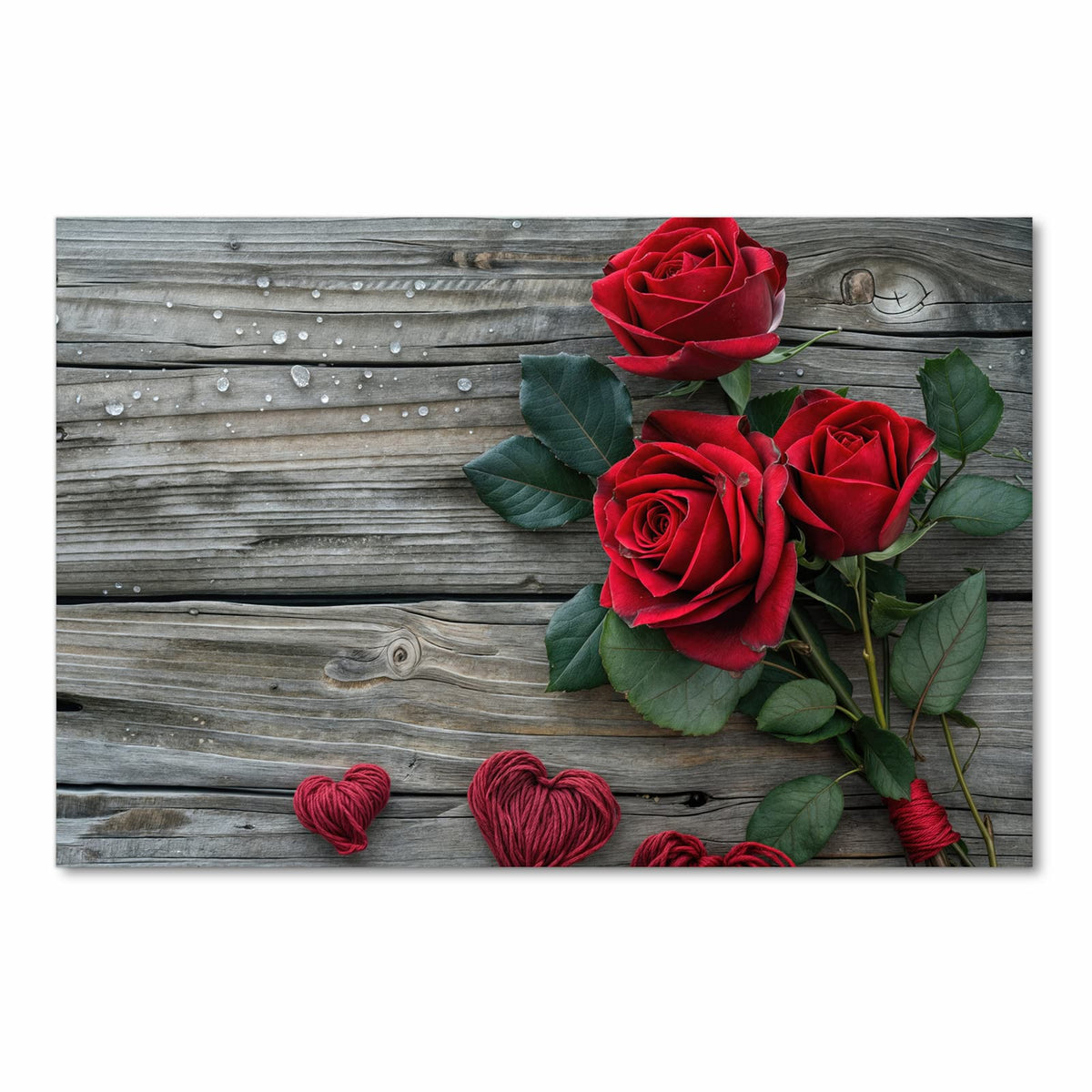 Geräuschdämpfender Küchenteppich mit Motiv Romantische Rosenherzen in Frontansicht