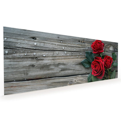 Küchenrückwand mit dem Motiv Drei Rosen mit Herzen