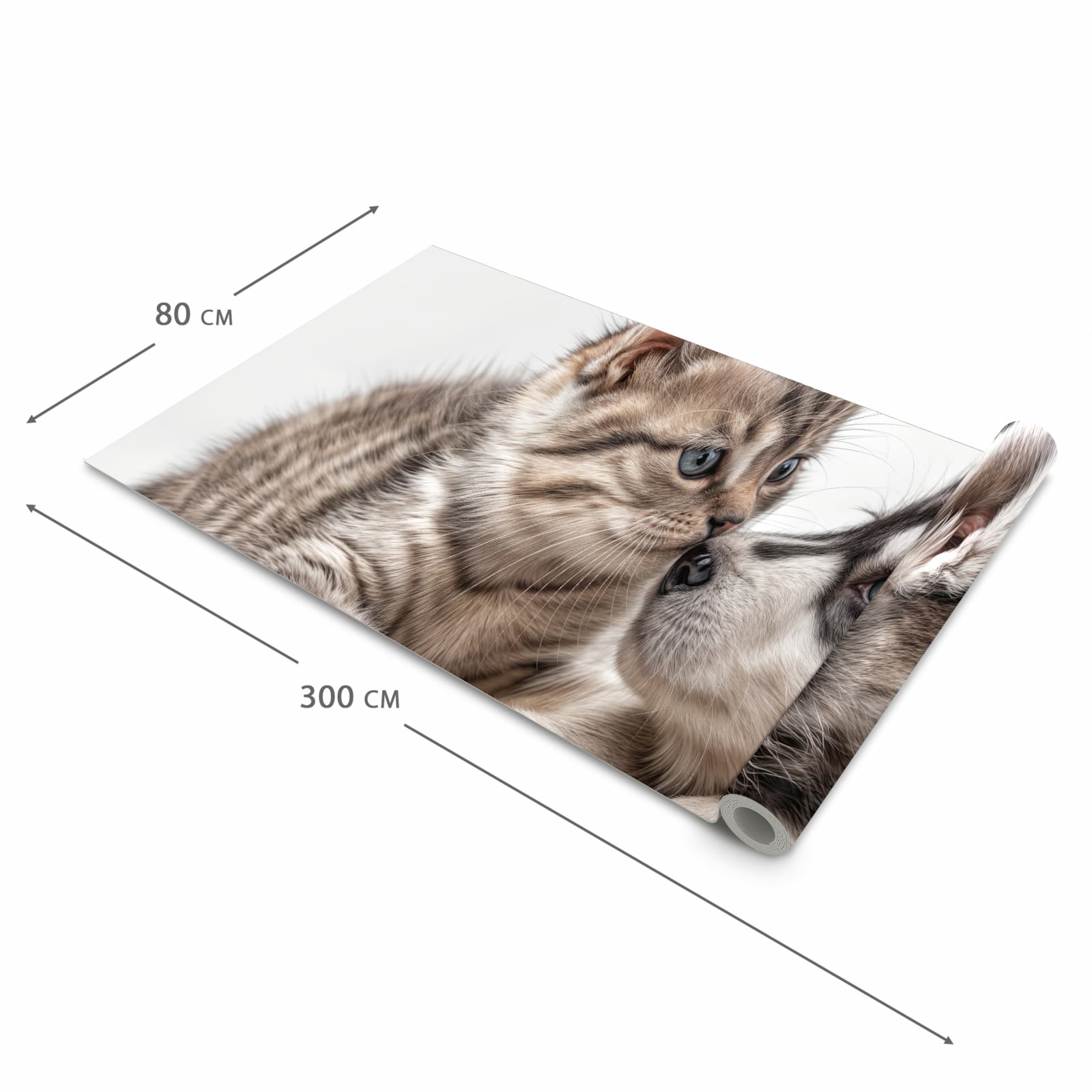 Rutschfester waschbarer Teppich fürs Esszimmer mit Motiv Kätzchen und Welpe in der Größe 60x300 cm