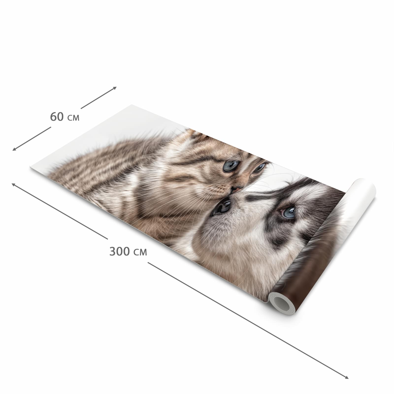 Küchenläufer für Eingangsbereich mit Motiv Kätzchen und Welpe in der Größe 60x270 cm - angenehme Haptik