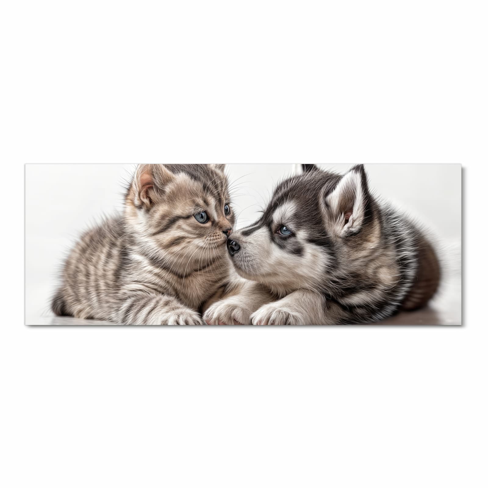 Bodenschonender Küchenläufer mit Motiv Kätzchen und Welpe in Frontansicht