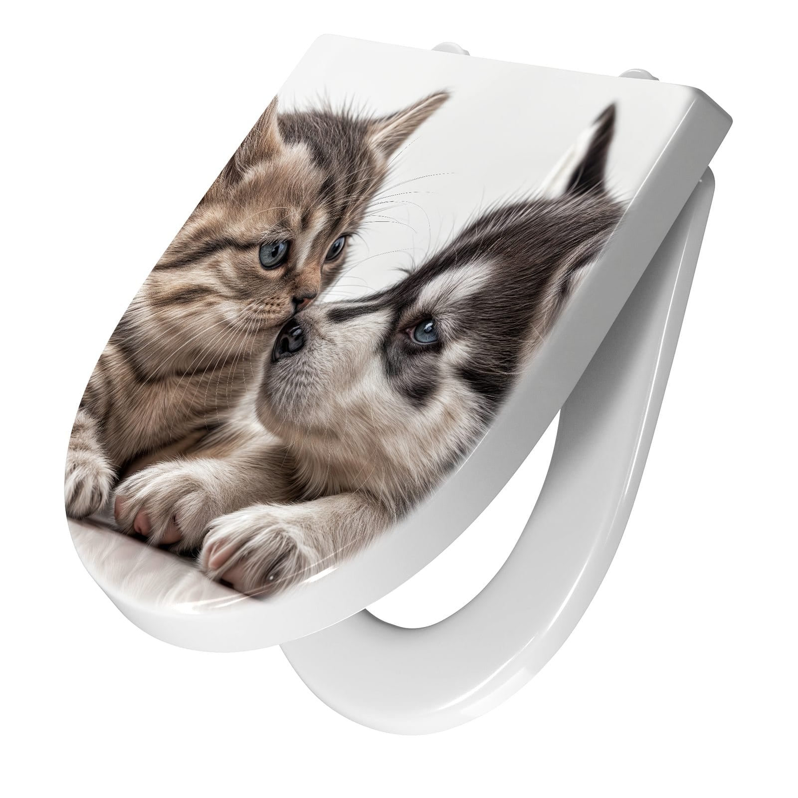 WC-Sitz mit Absenkautomatik Kätzchen und Welpe