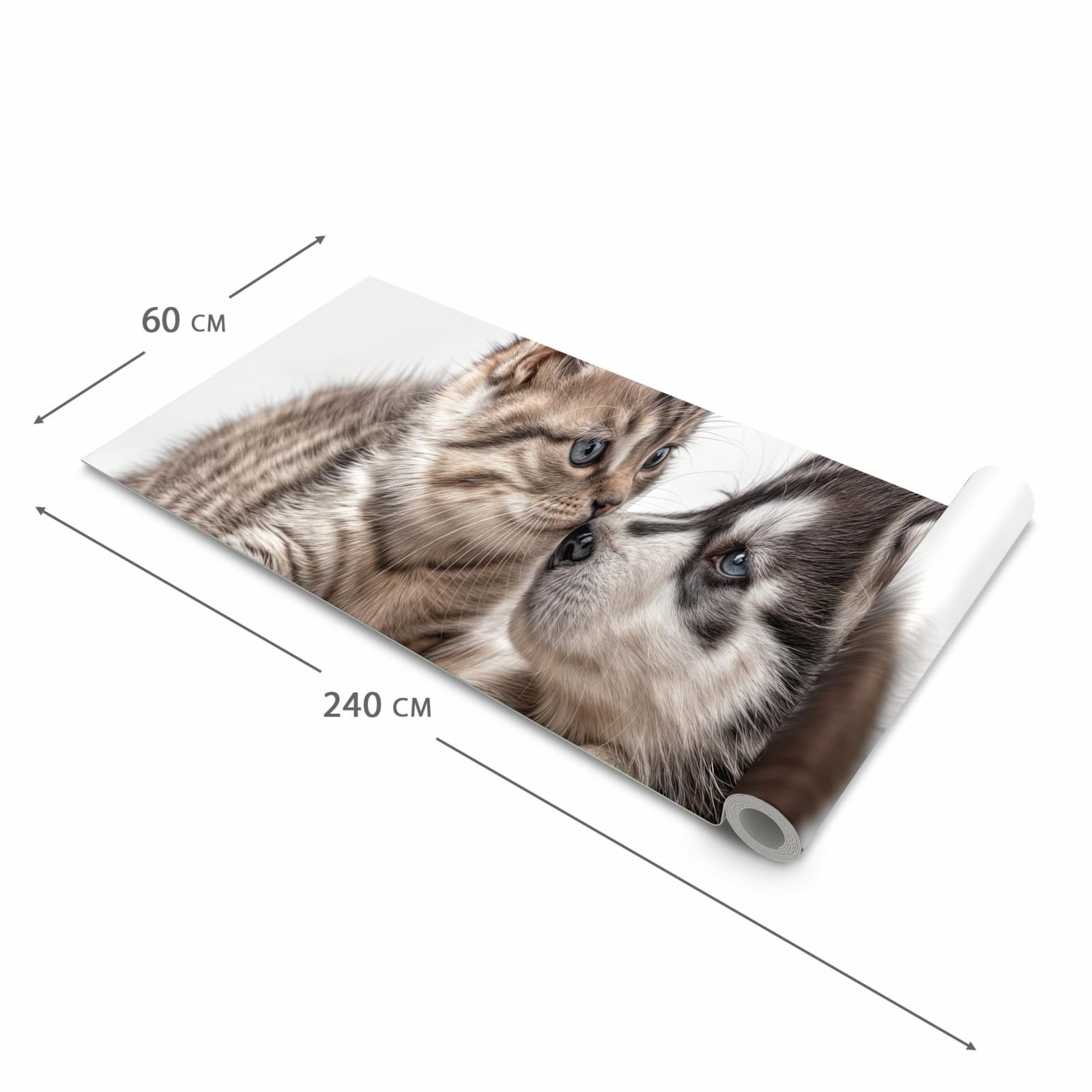 Rutschhemmender waschbarer Küchenläufer mit Motiv Kätzchen und Welpe in der Größe 60x270 cm