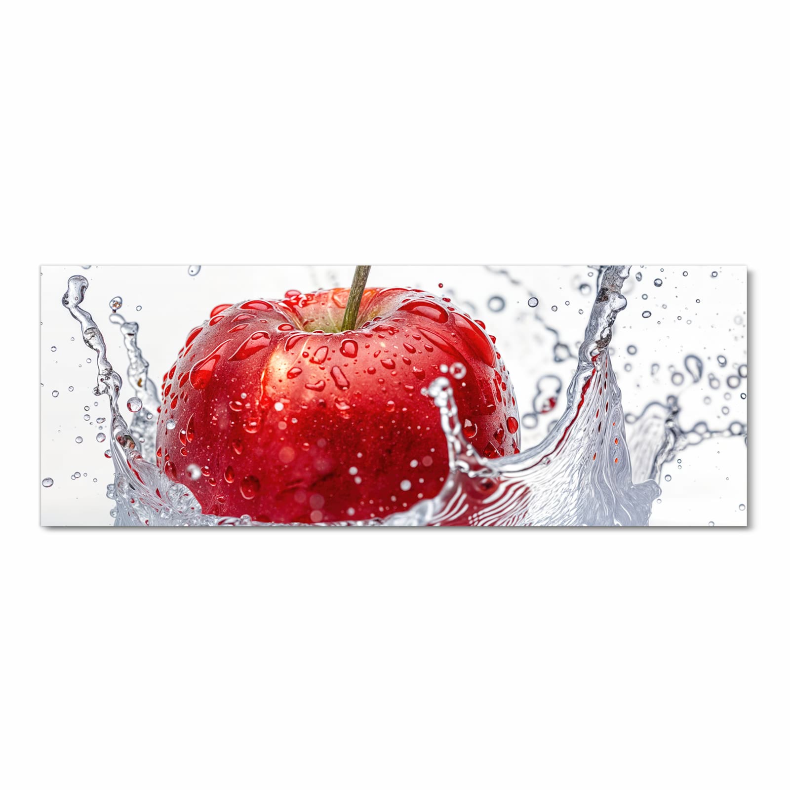 Pflegeleichter Küchenläufer mit Motiv Spritzender Apfel in Frontansicht