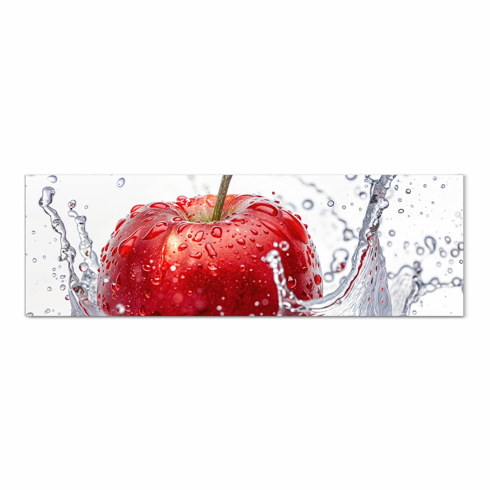 Geruchsneutraler großer Küchenteppich mit Motiv Spritzender Apfel in Frontansicht