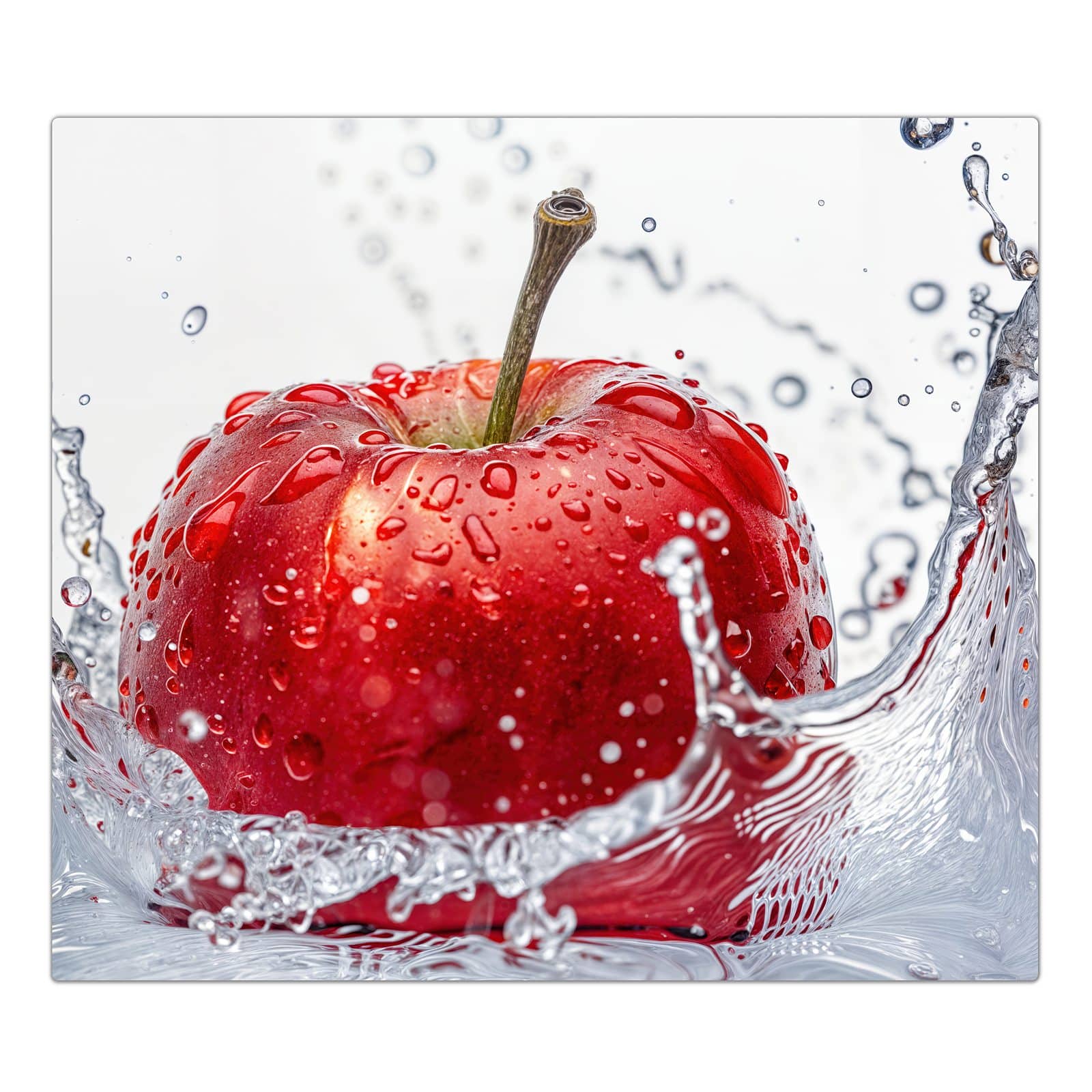 1-teilige Herdabdeckung mit Spritzender Apfel-Motiv in der Frontansicht #grösse_1-Teilig (60x52cm)
