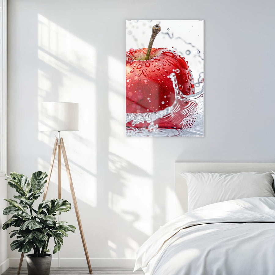 Maße Wandbild - Roter Apfel im Spritzer - Hochformat