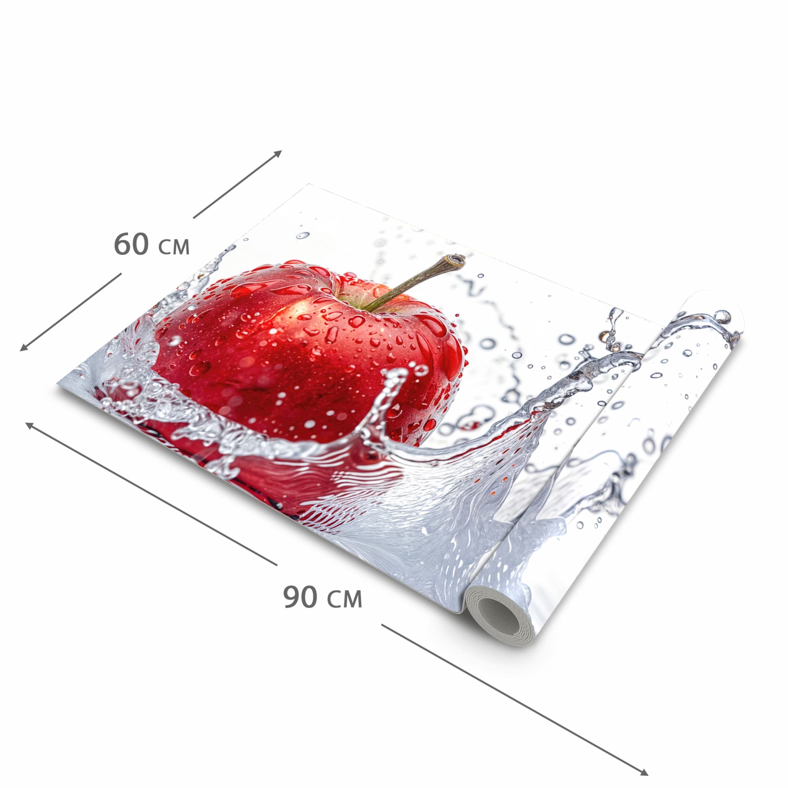 UV-beständiger Läufer für die Küche mit Motiv Spritzender Apfel in der Grösse 60x270 cm