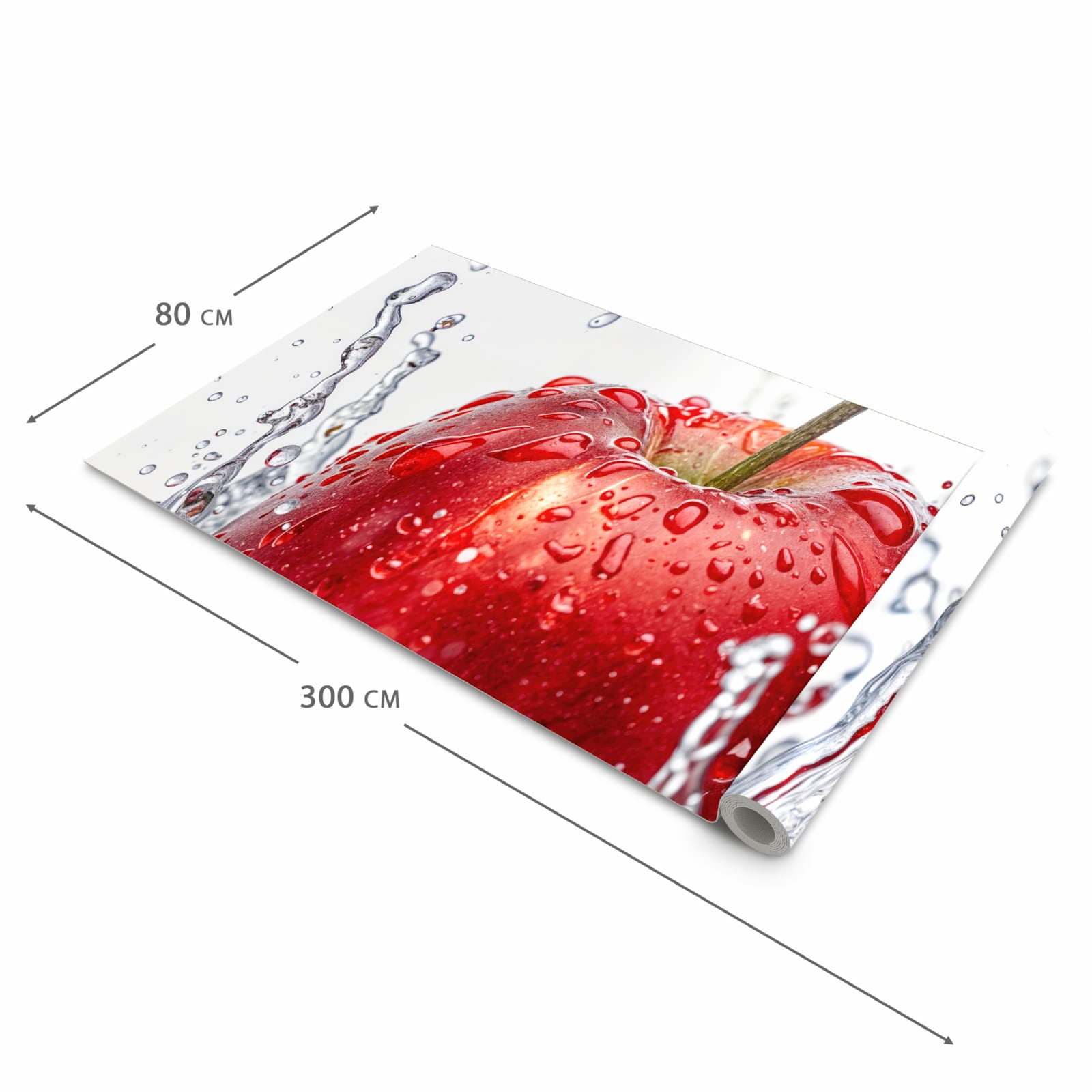 Schmutzabweisender Küchenvorleger mit Motiv Spritzender Apfel in der Größe 60x270 cm
