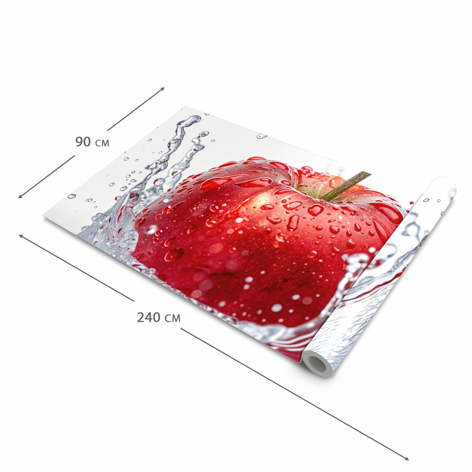 Langlebiger Küchenläufer mit Motiv Spritzender Apfel in der Grösse 60x270 cm