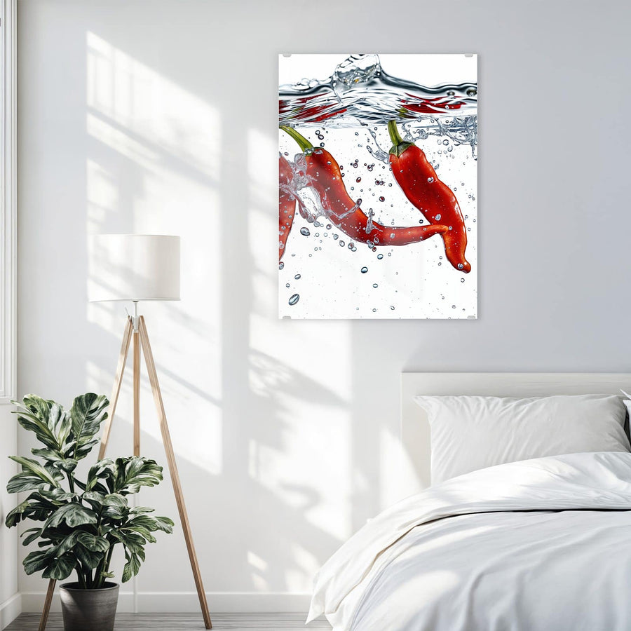Maße Wandbild - Drei Chilis im Wasser - Hochformat