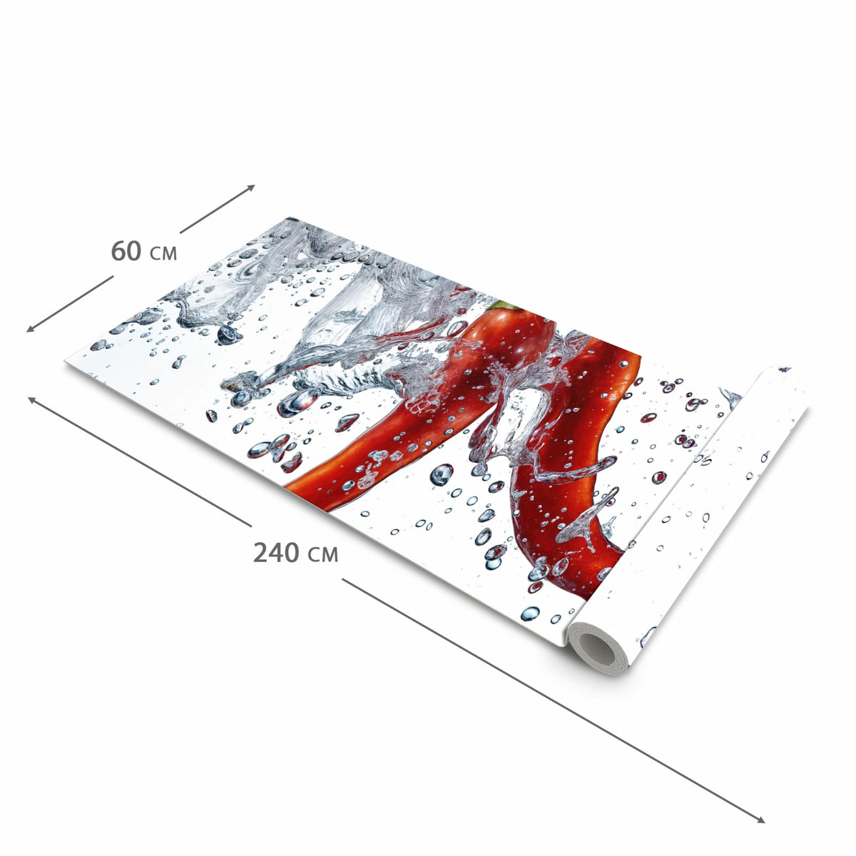 Küchenläufer mit angenehmer Haptik und Motiv Chilis im Wasser in der Grösse 60x270 cm