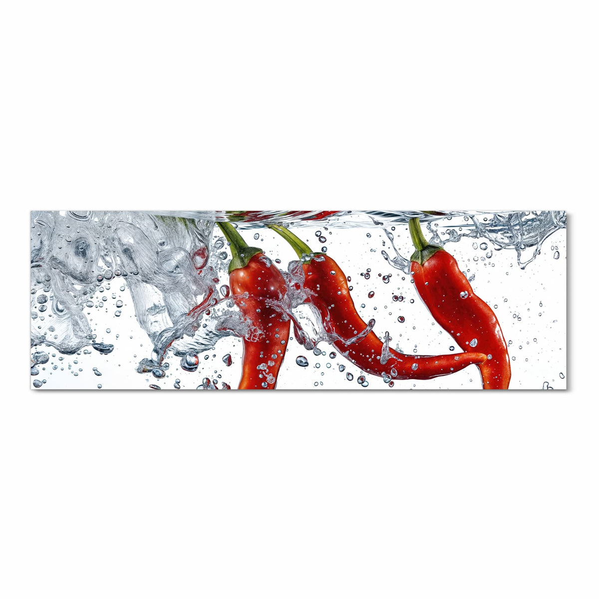 Rutschfester Läufer mit Motiv Chilis im Wasser in Frontansicht für sicheren Stand