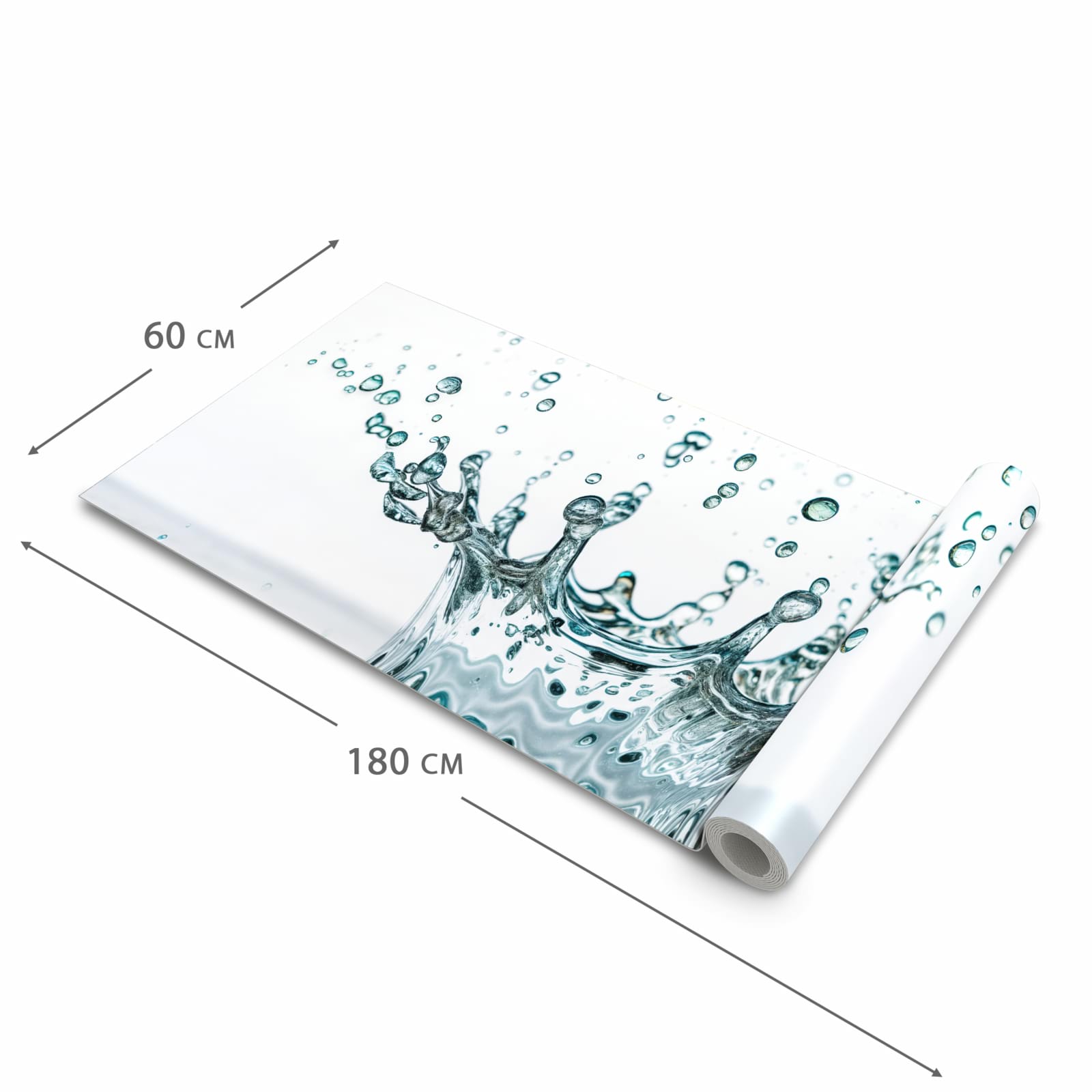 Geräuschdämpfender Küchenteppich mit Motiv Wassertropfen Splash in der Größe 60x240 cm