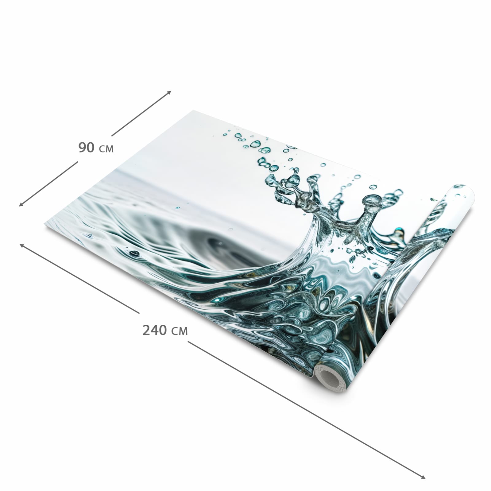 Pflegeleichter waschbarer Küchenläufer mit Motiv Wassertropfen Splash in der Größe 60x240 cm