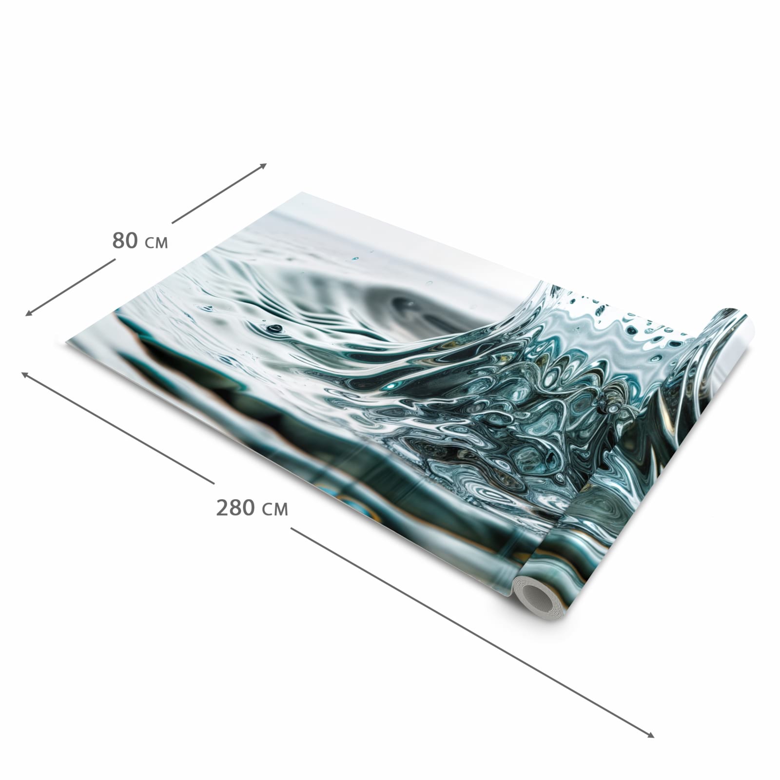Geruchsneutraler waschbarer Küchenteppich mit Motiv Wassertropfen Splash in der Grösse 60x240 cm