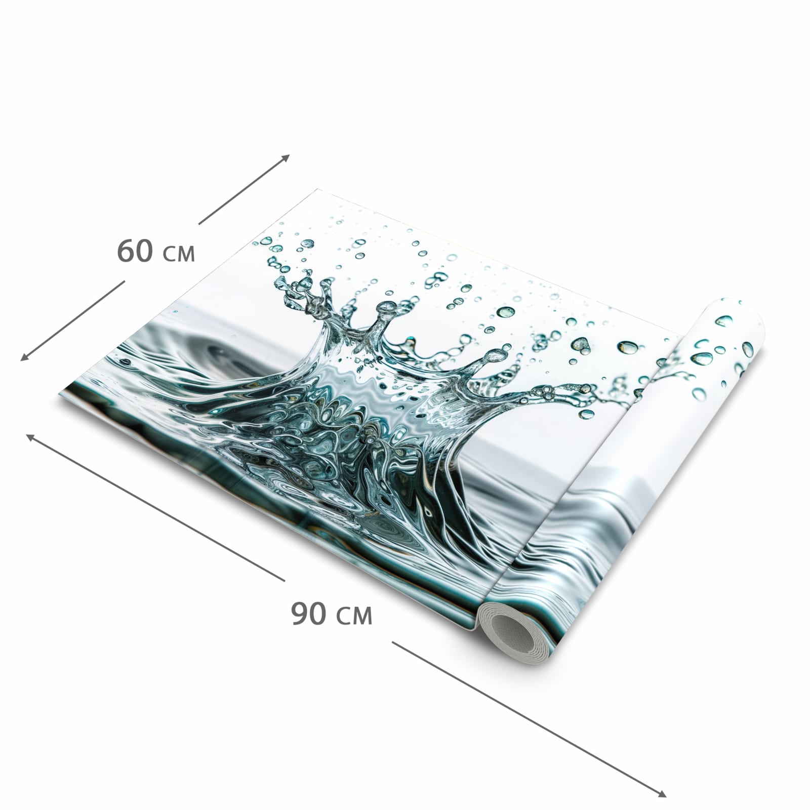 Wasserabweisender waschbarer Küchenteppich mit Motiv Wassertropfen Splash in der Grösse 60x240 cm