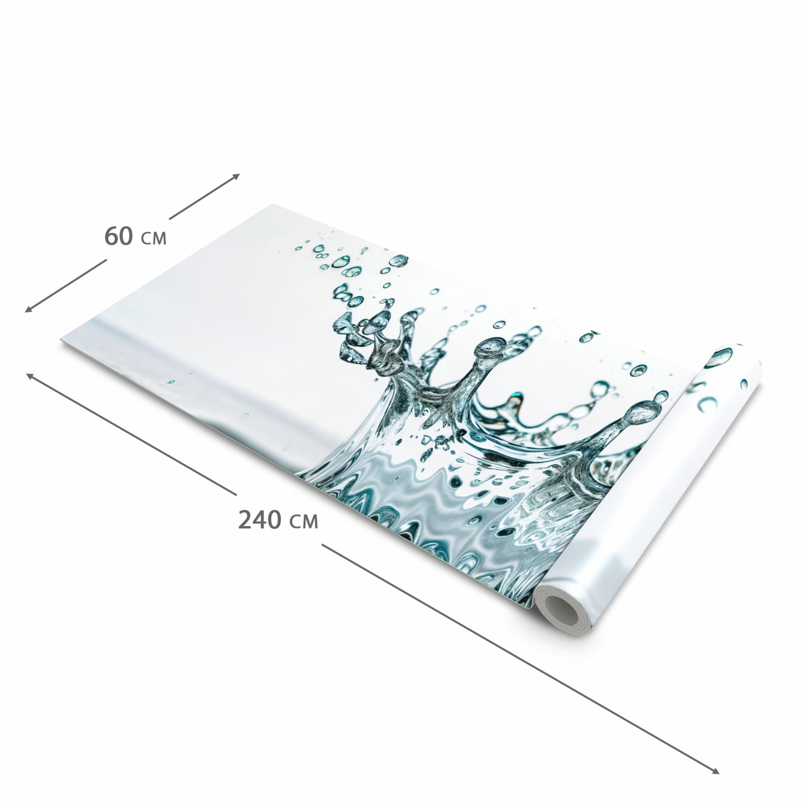 Abriebfester rutschfester Küchenteppich mit Motiv Wassertropfen Splash in der Grösse 60x240 cm