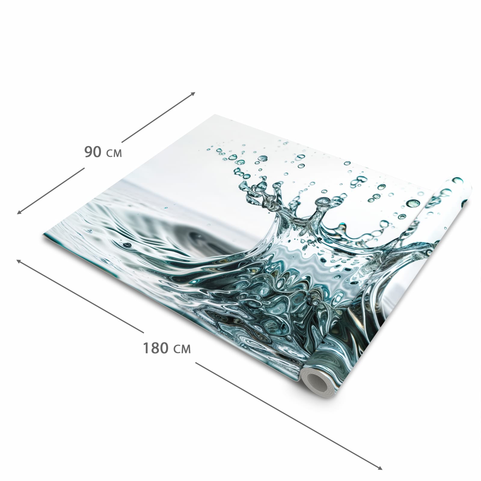 Flacher Küchenläufer mit Motiv Wassertropfen Splash in der Grösse 60x240 cm