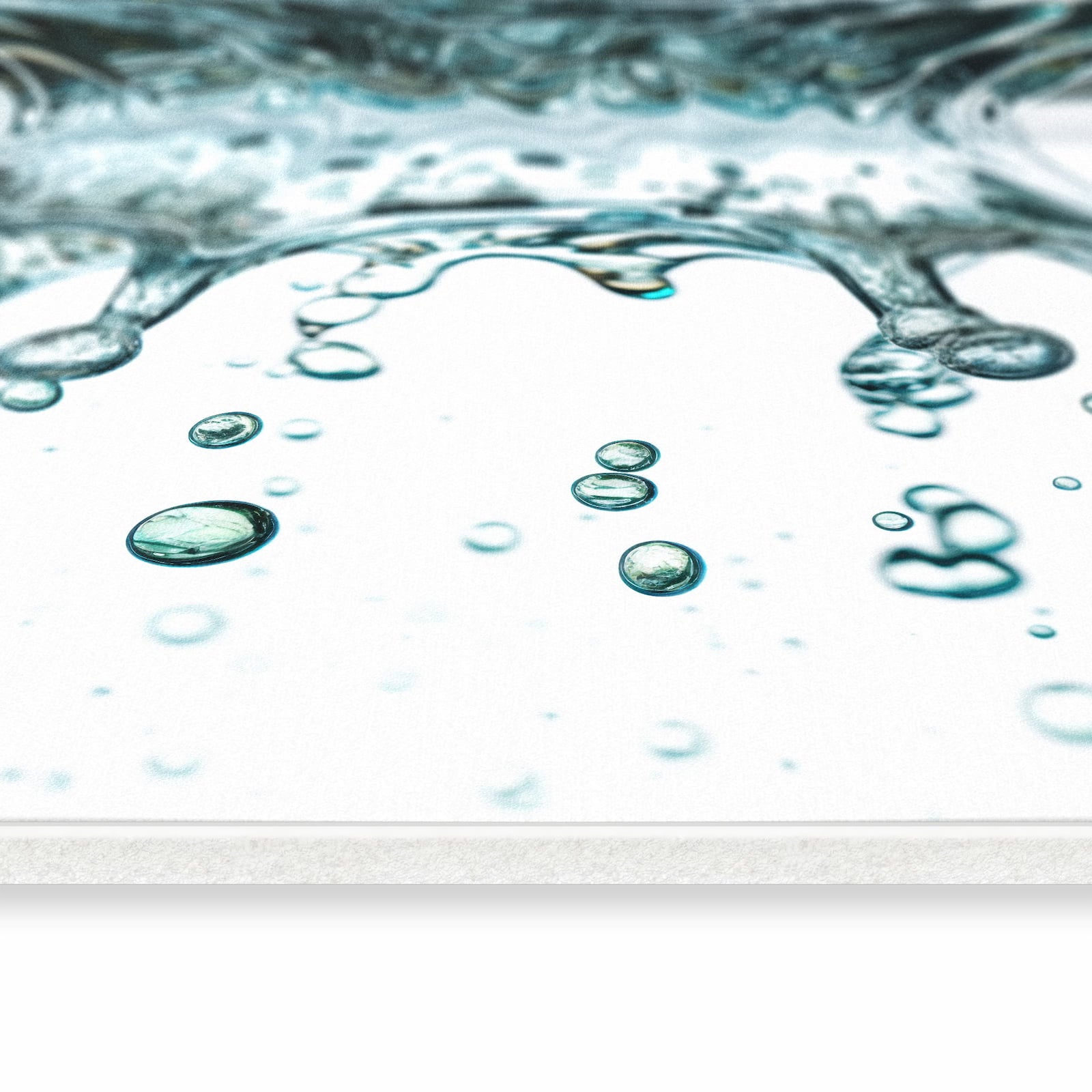 UV-beständiger waschbarer Küchenläufer mit Motiv Wassertropfen Splash in seitlicher Ansicht