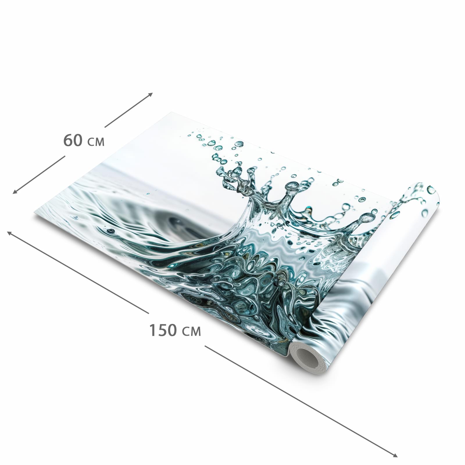 Zeitsparender waschbarer Küchenteppich mit Motiv Wassertropfen Splash in der Grösse 60x240 cm