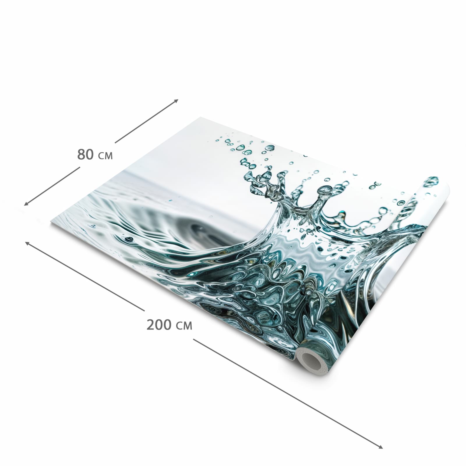 Fleckenresistenter großer Küchenteppich mit Motiv Wassertropfen Splash in der Größe 60x240 cm