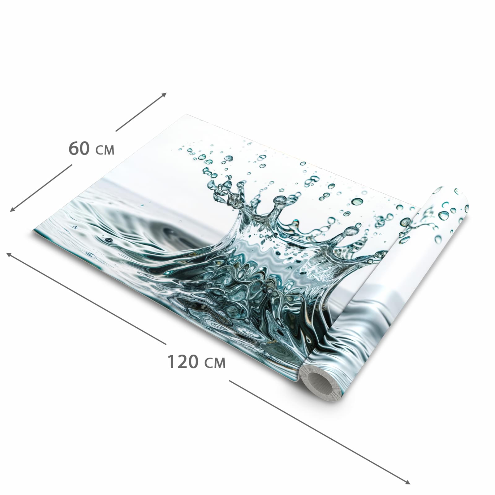 Küchenteppich mit Motiv Wassertropfen Splash in der Grösse 60x240 cm für sicheres Aufbewahren