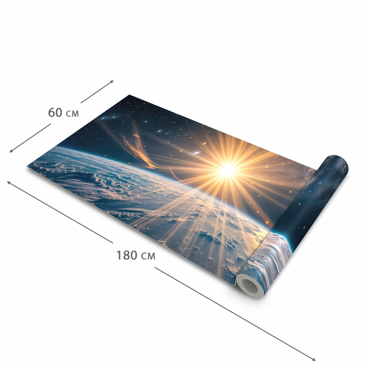 Hygienischer Küchenläufer mit Motiv Erde von Sonnenaufgang in der Größe 60x240 cm für den Flur