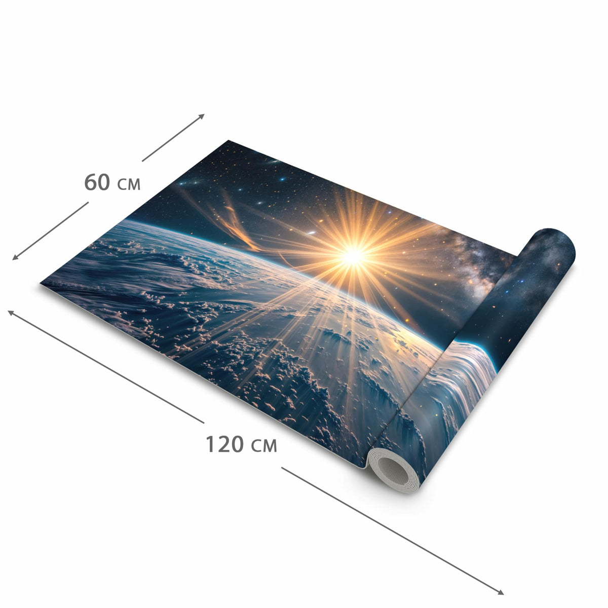 Waschbarer Küchenläufer mit Motiv Erde von Sonnenaufgang in der Grösse 60x240 cm