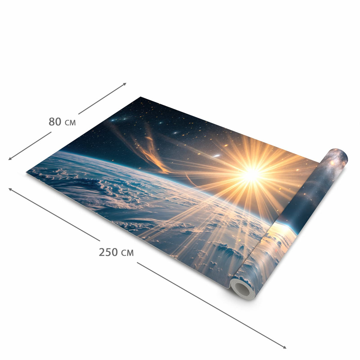 Bodenschonender Teppich fürs Esszimmer mit Motiv Erde von Sonnenaufgang in der Größe 60x240 cm
