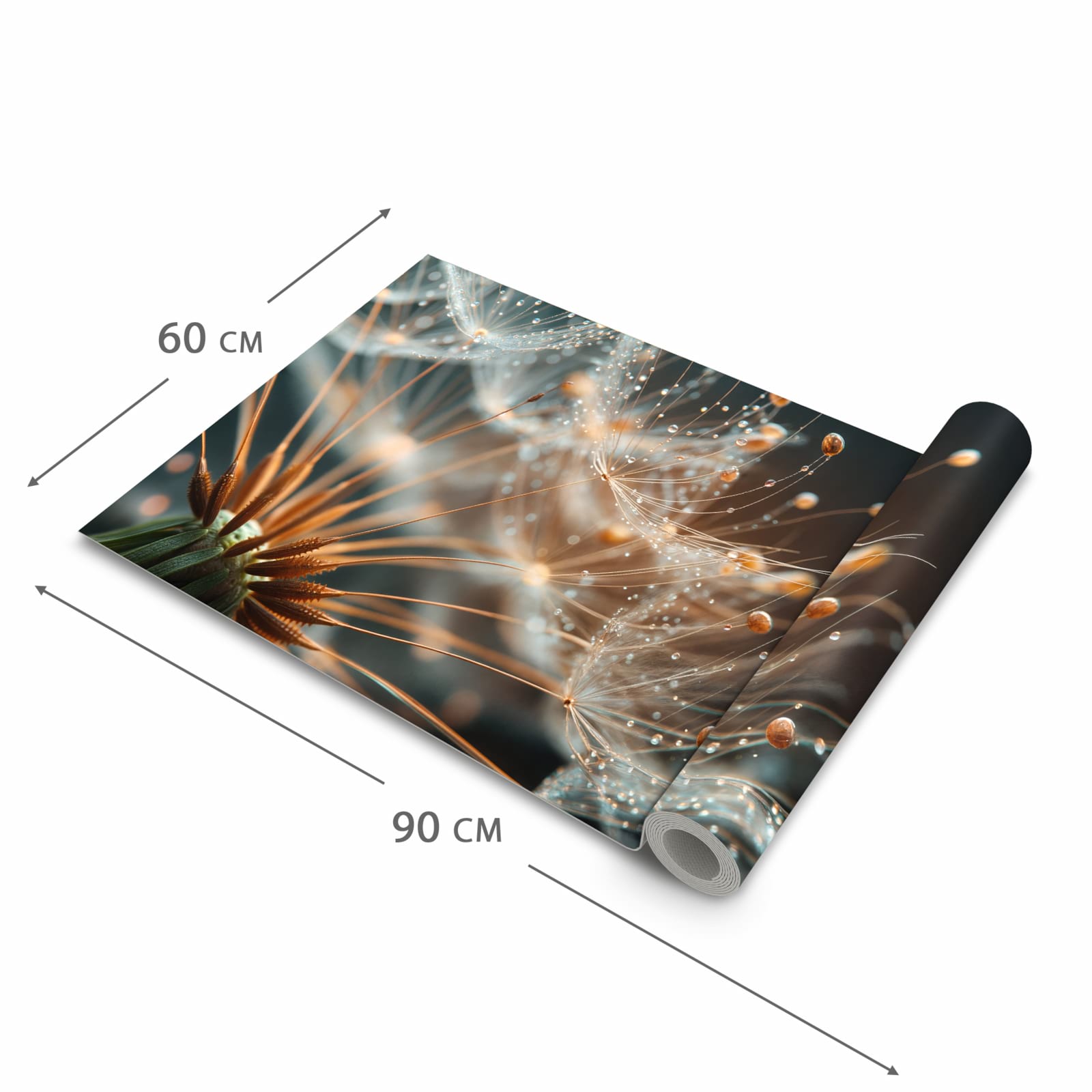 Schmutzabweisender Küchenteppich mit Motiv Pusteblumenperlen in der Grösse 60x180 cm