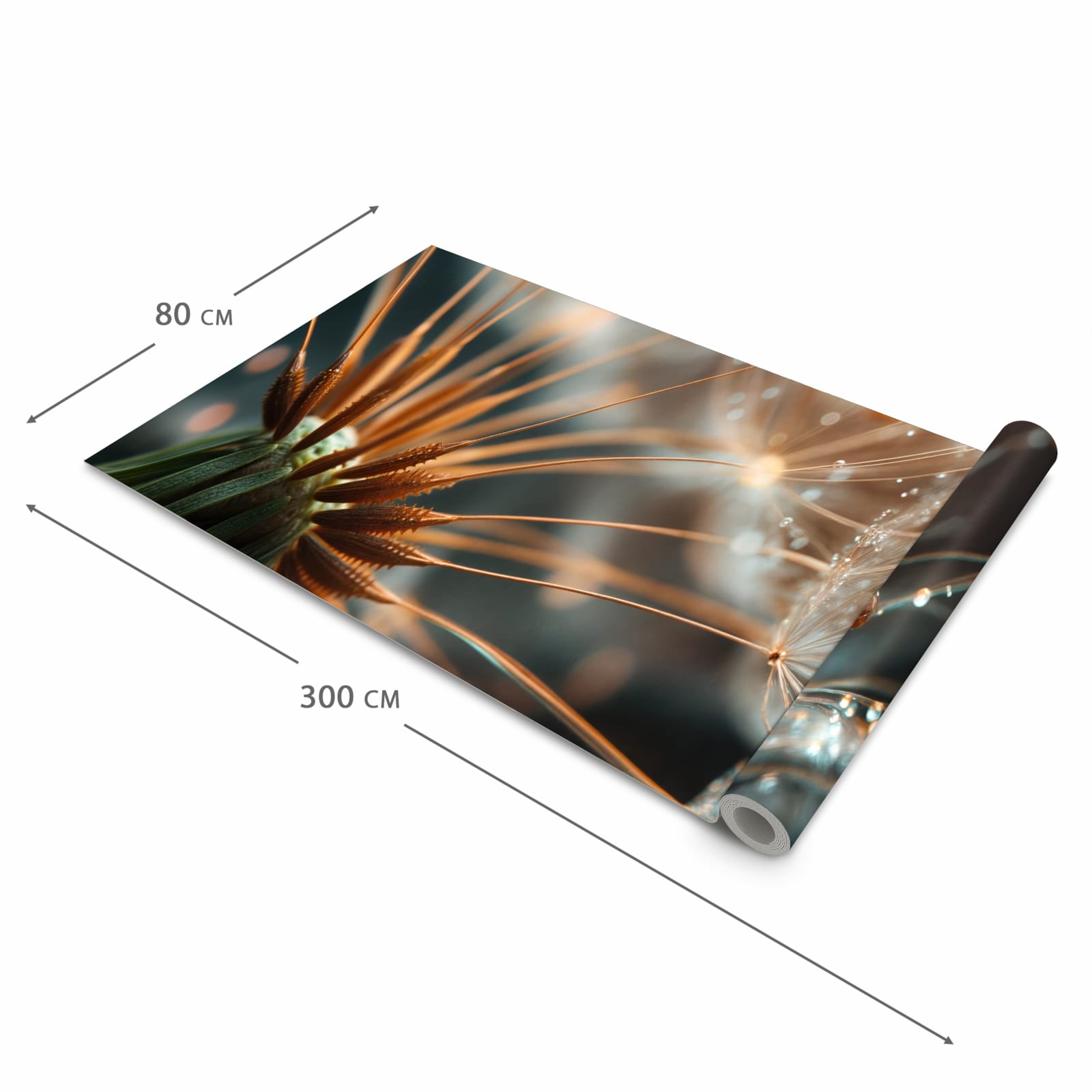 Pflegeleichter Küchenläufer mit Motiv Pusteblumenperlen in der Grösse 60x180 cm