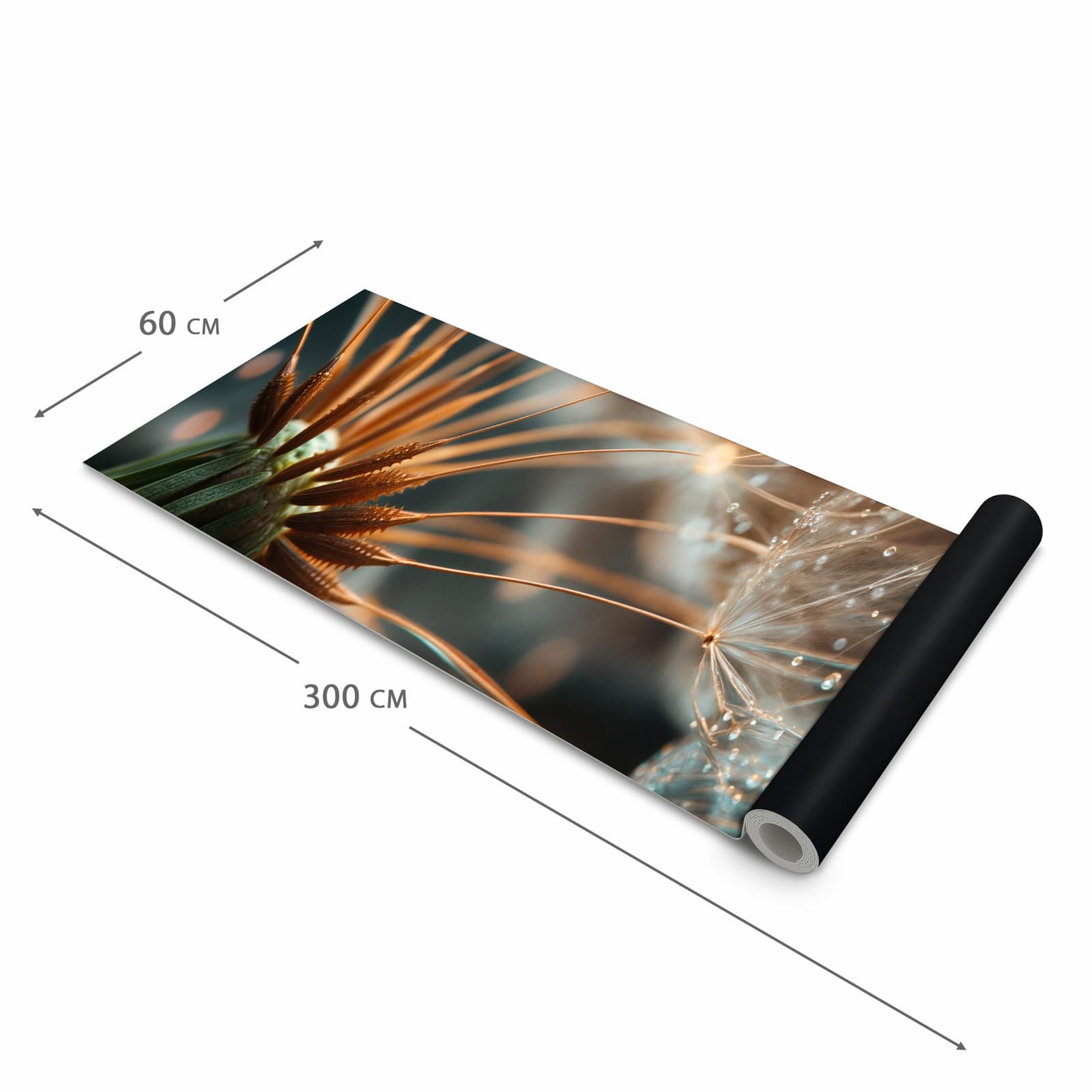 Fleckenresistenter Küchenläufer mit Motiv Pusteblumenperlen in der Grösse 60x180 cm