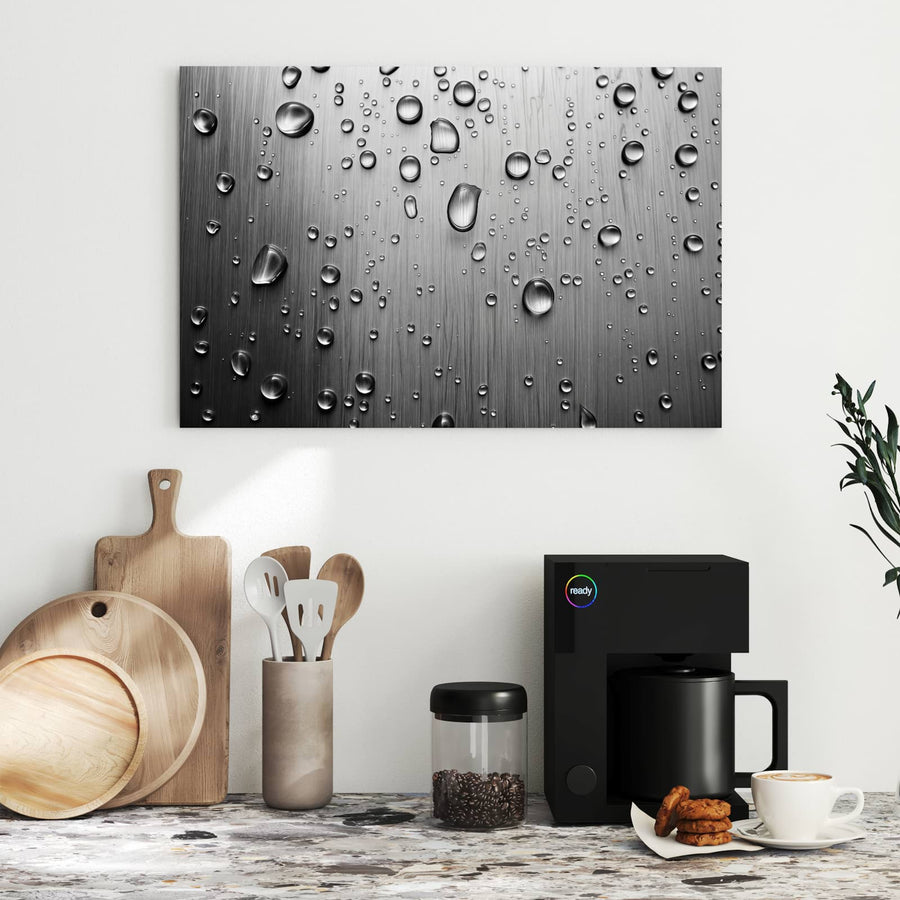 Maße Metall Magnettafel - Wassertropfen auf Metall