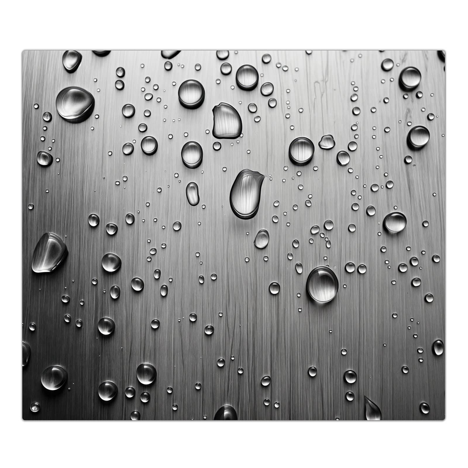 1-teilige Abdeckplatten für Ceranfeld mit Wassertropfen auf Metall-Motiv in der Frontansicht #grösse_1-Teilig (60x52cm)