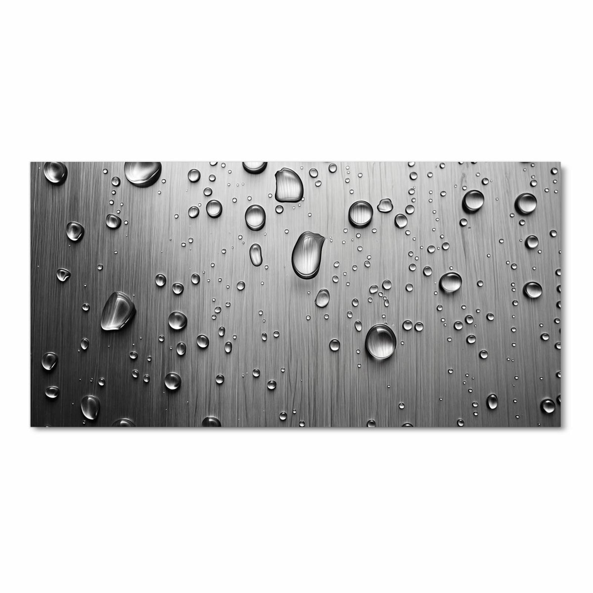 Abriebfester Bodenläufer Teppich mit Motiv Wassertropfen auf Metall in Frontansicht
