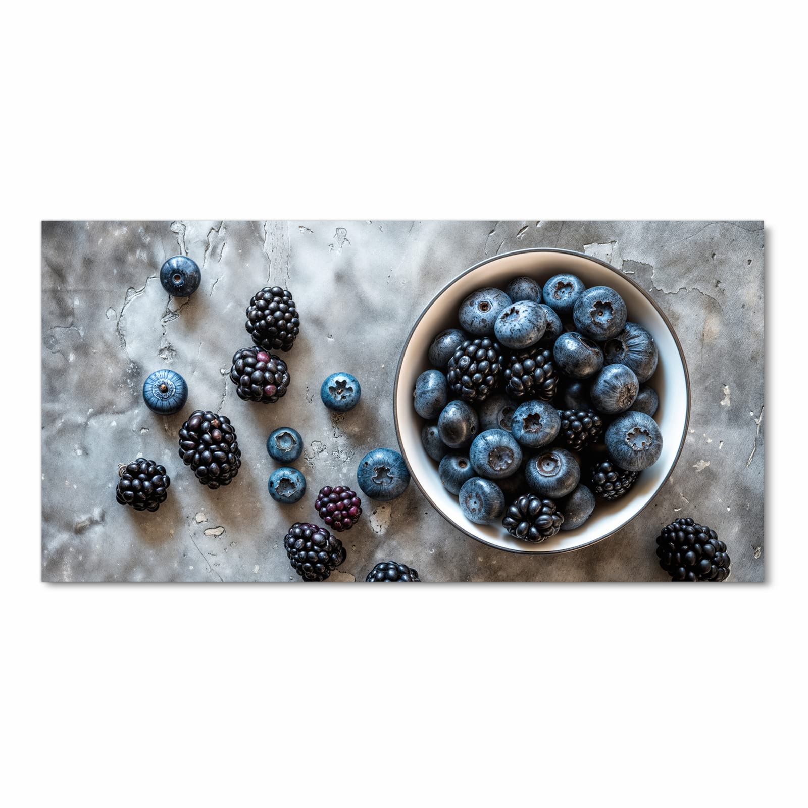 Langlebiger waschbarer Küchenläufer mit Motiv Heidelbeeren Brombeeren in Frontansicht