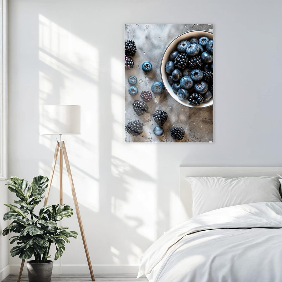 Maße Wandbild - Schale mit Blaubeeren - Hochformat