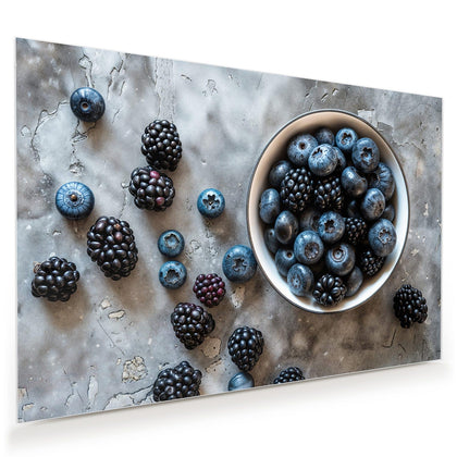 Wandbild mit dem Motiv Schale mit Blaubeeren