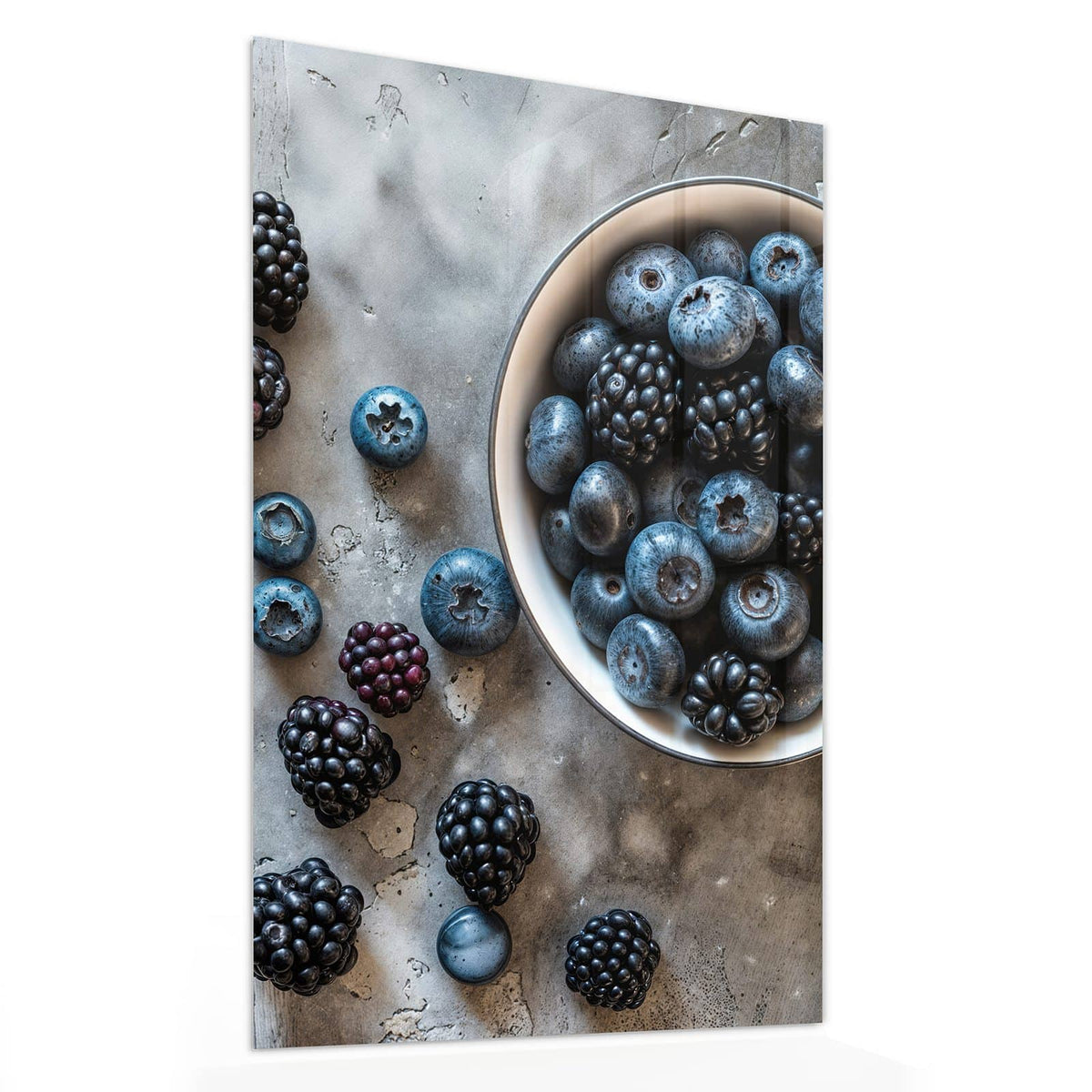 11 Größen – von 30 × 60 bis 60 × 150 cm – Wandbild - Schale mit Blaubeeren - Hochformat