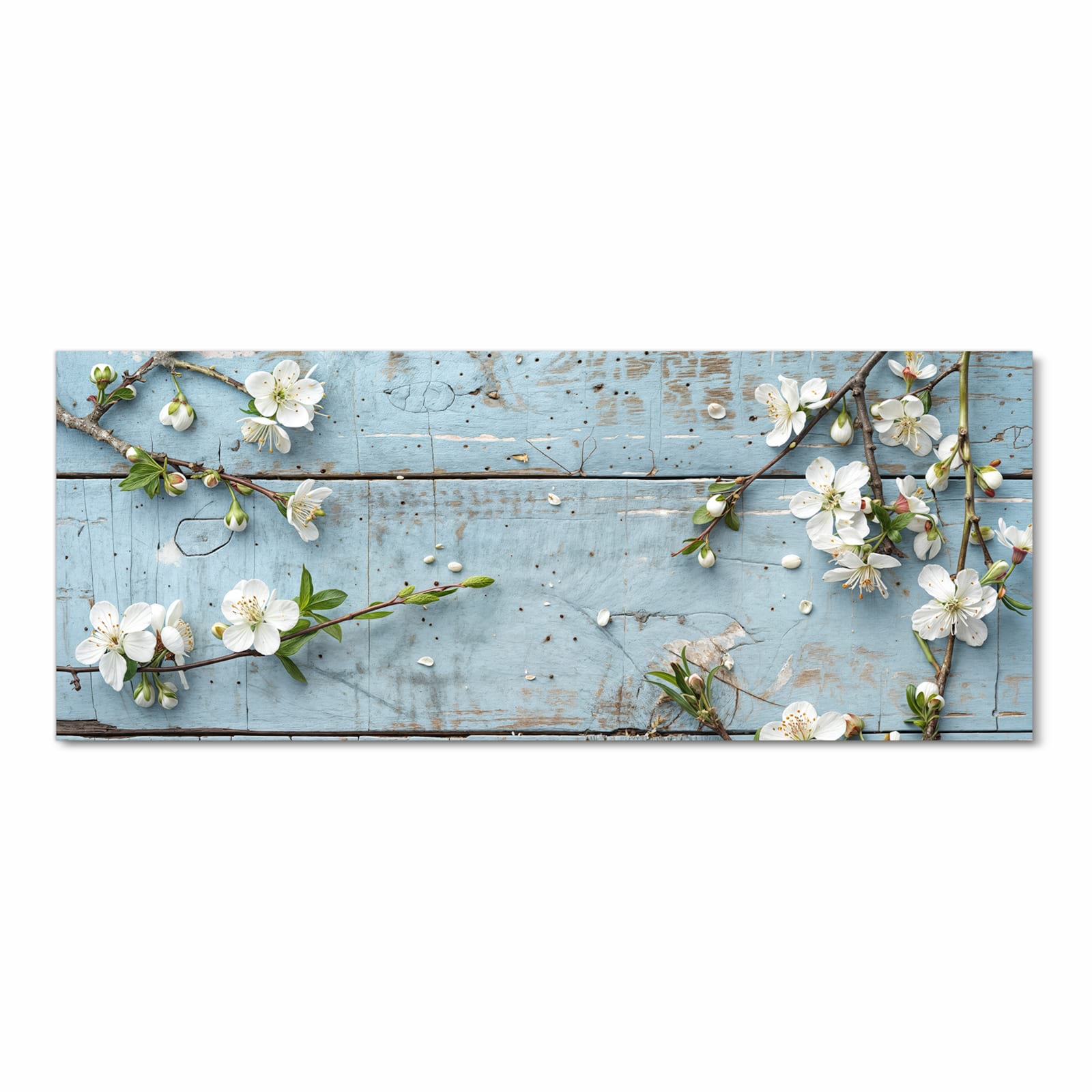 Zeitsparender Küchenteppich mit Motiv Frühlingszweige in Frontansicht für die Küche